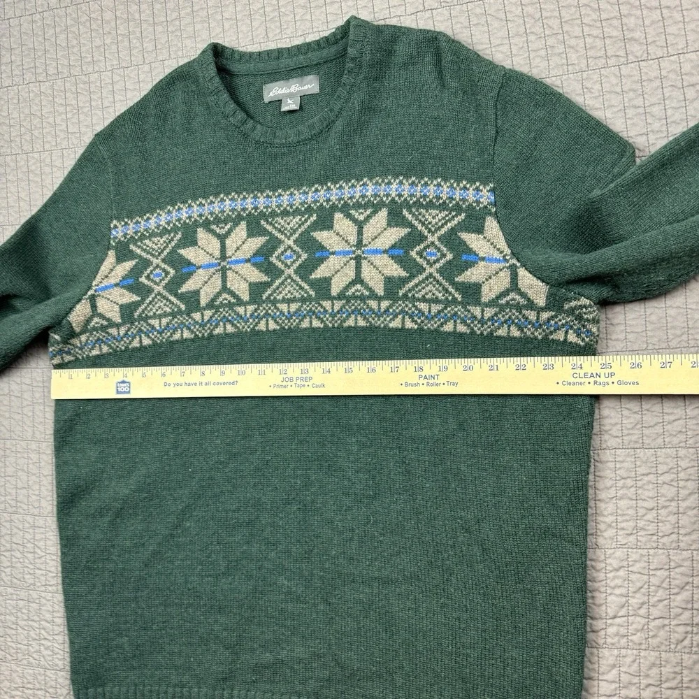 Eddie Bauer Sweater Men's XL Tall Green Wool‎ Blend Nordic Fair Isle Fisherman - Picture 7 of 10